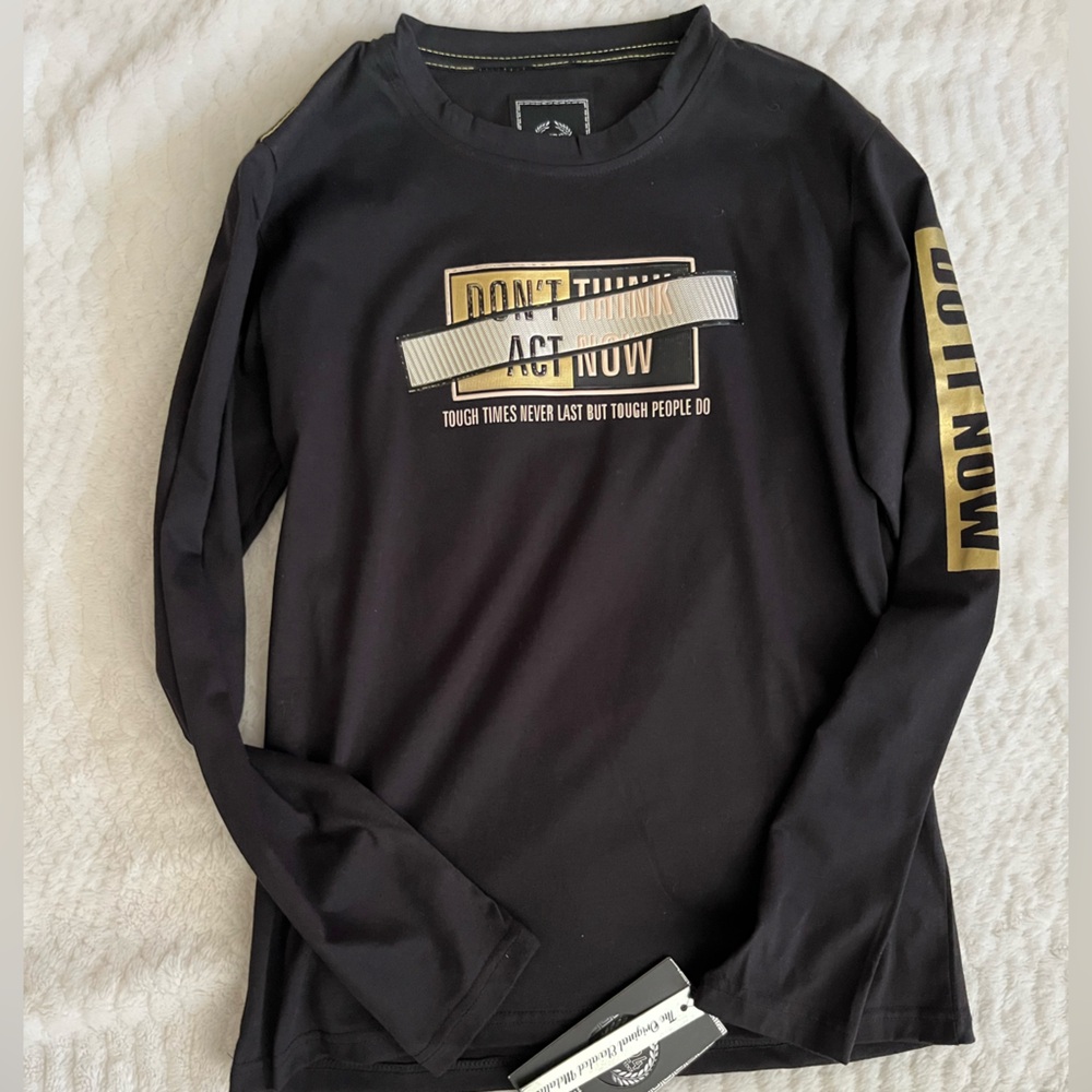 Kids Black Graphic Long Sleeve Shirt